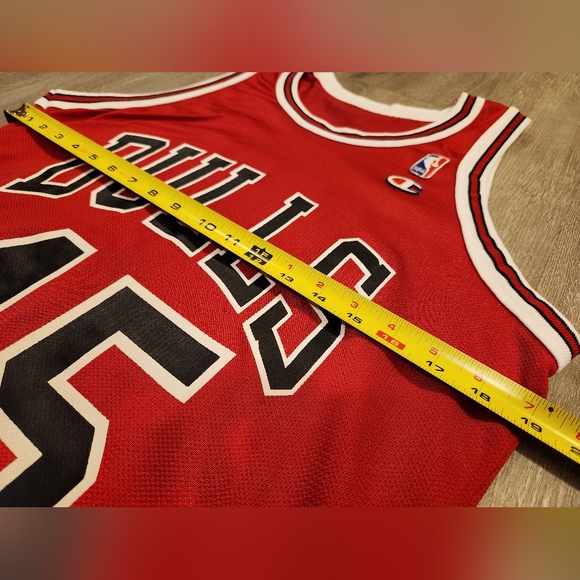 Vintage 90s Champion Michael Jordan Chicago Bulls Jersey Red 45 Size 40 Medium - Picture 7 of 8